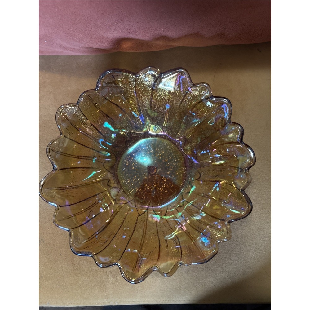 Vintage Indiana Glass Marigold Carnival Glass‎ Sunflower Bowl